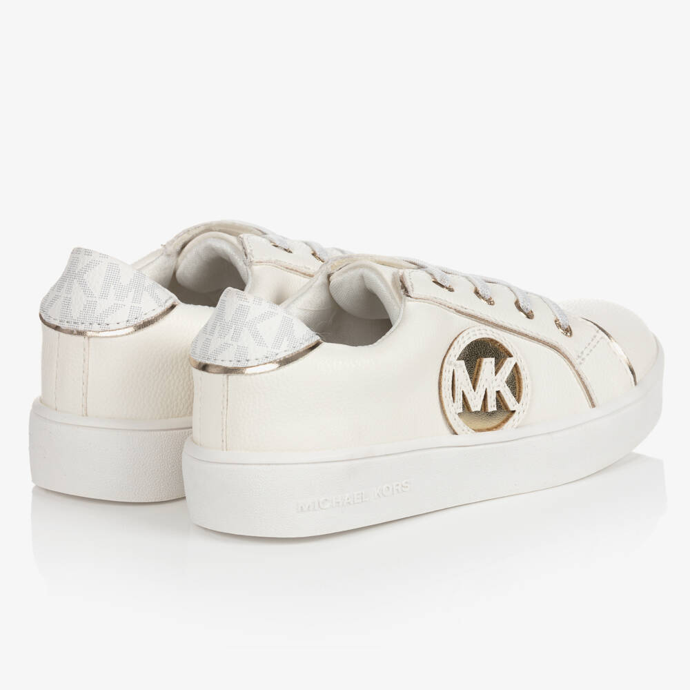 Michael Kors Kids-Girls Metallic Accent White Sneakers | Childrensalon Outlet