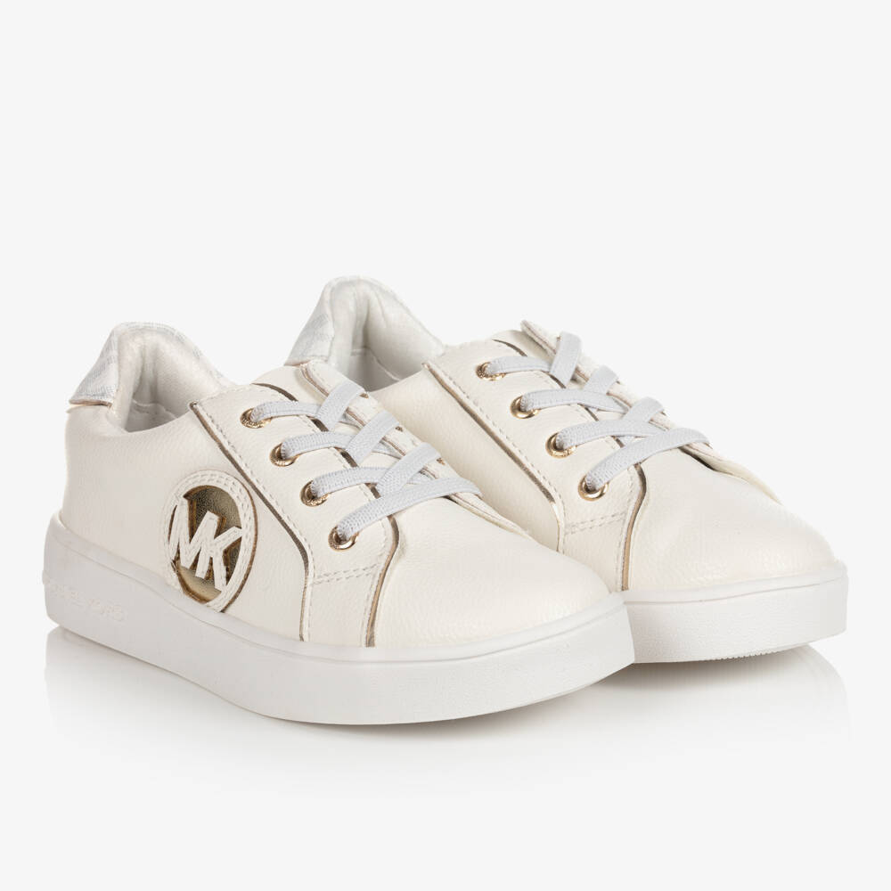 Michael Kors Kids-حذاء رياضي أبيض للبنات بلمسات معدنية | Childrensalon Outlet