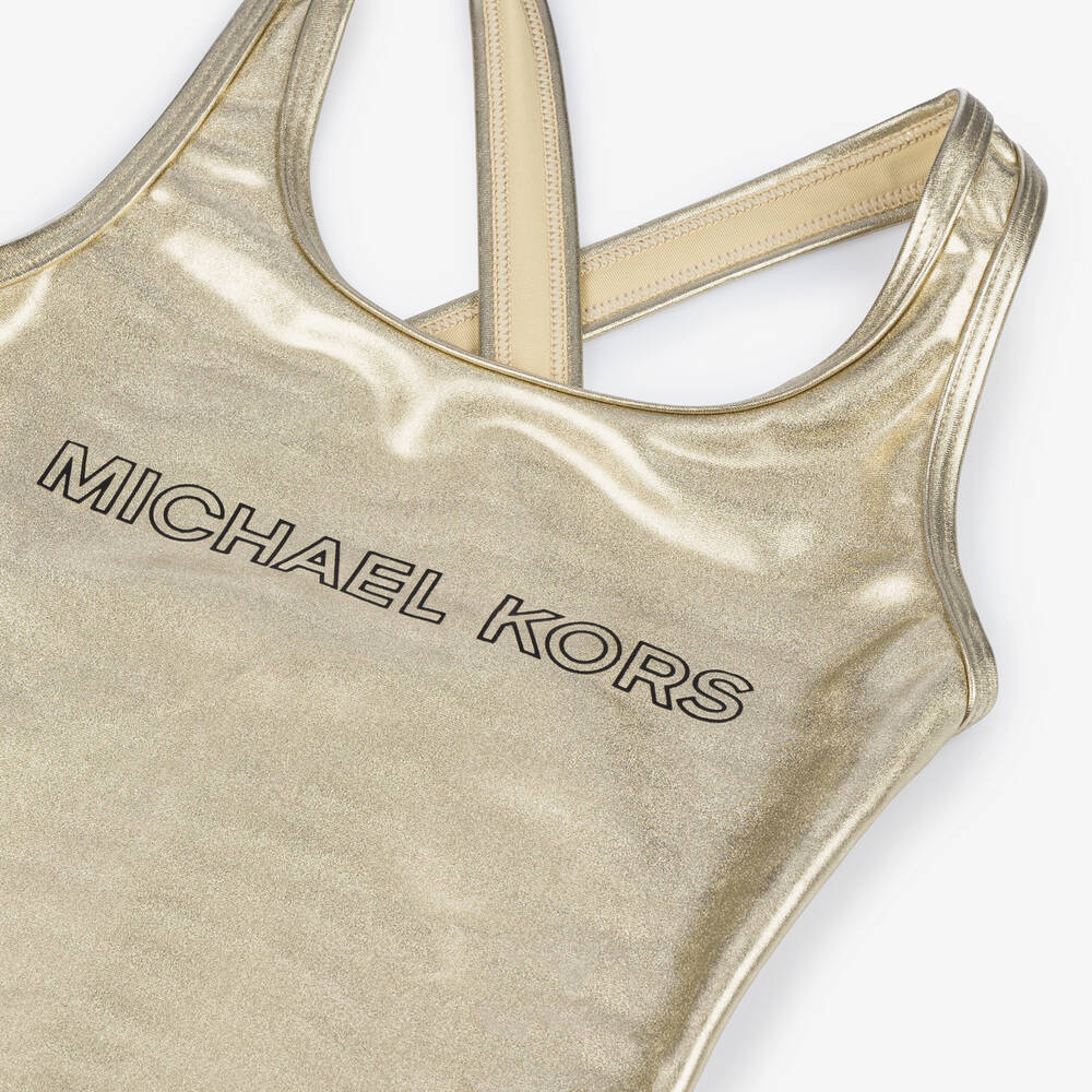 Michael Kors Kids-Girls Metallic Gold Swimsuit | Childrensalon Outlet