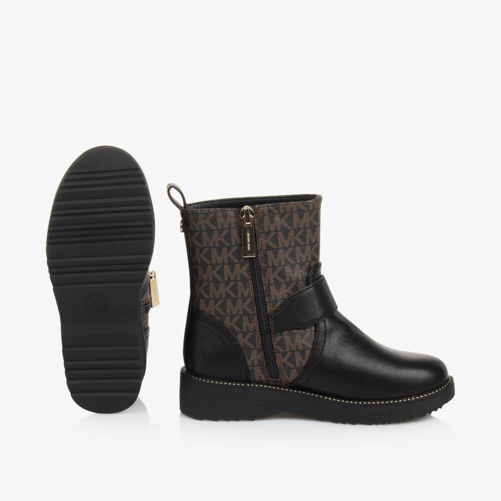 Michael Kors Kids-Girls Monogram Faux Leather Boots | Childrensalon Outlet