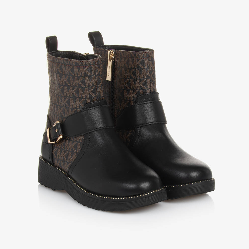 Michael Kors Kids-Girls Monogram Faux Leather Boots | Childrensalon Outlet