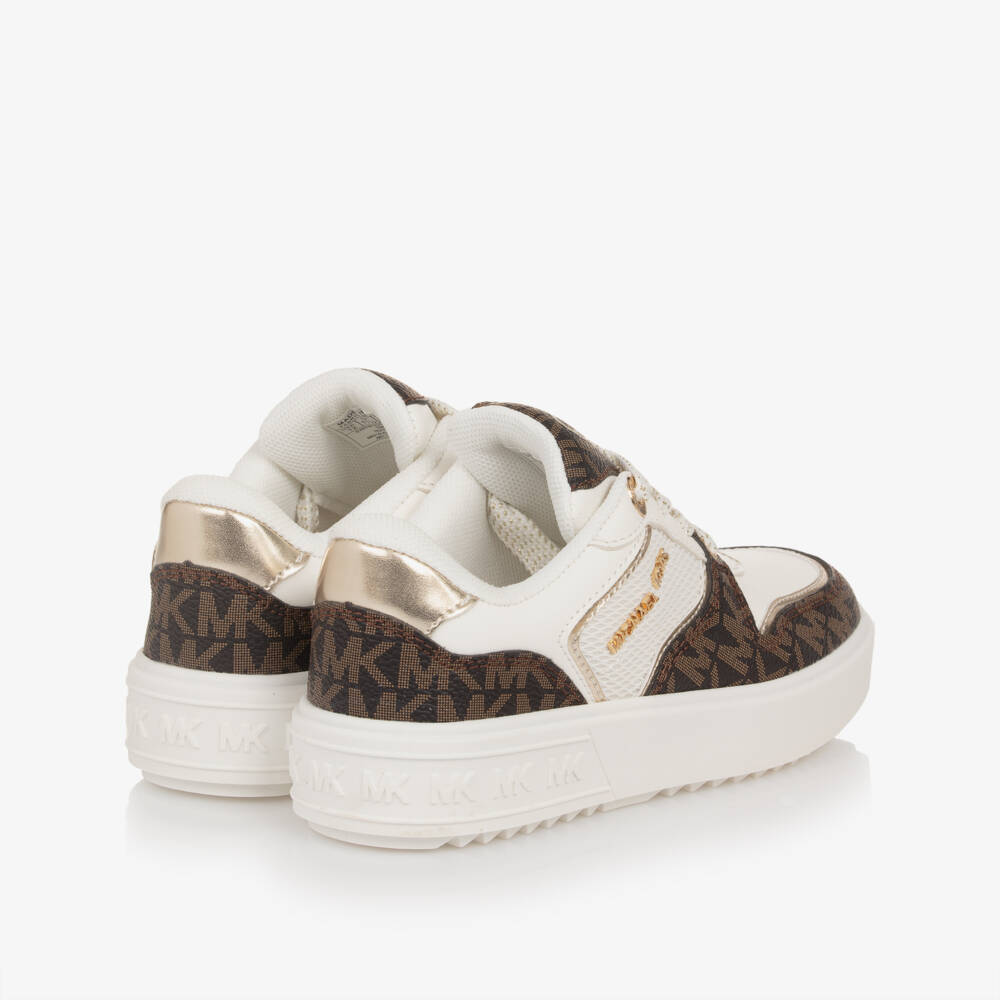 Michael Kors Kids-Girls Monogrammed Brown Sneakers | Childrensalon Outlet