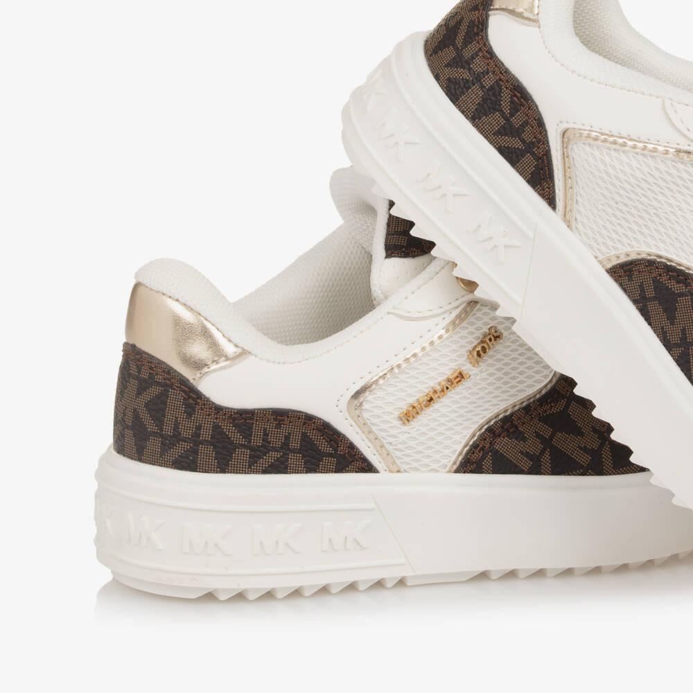 Michael Kors Kids-Girls Monogrammed Brown Sneakers | Childrensalon Outlet