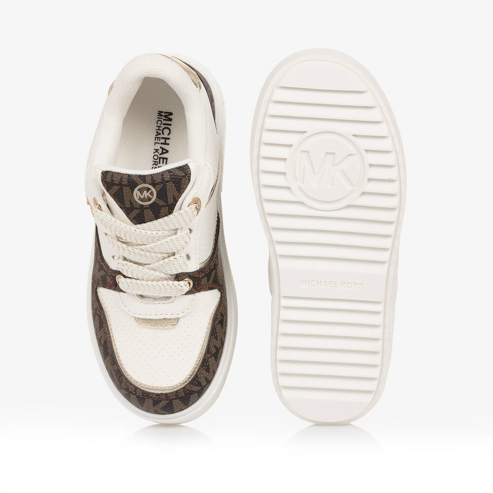 Michael Kors Kids-Girls Monogrammed Brown Sneakers | Childrensalon Outlet
