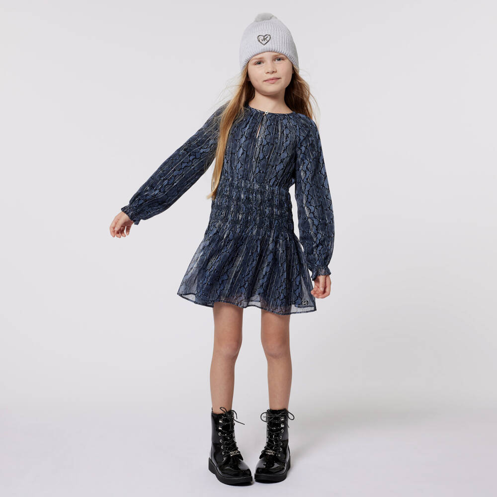 Michael Kors Kids-Girls Navy Snake Pattern Dress | Childrensalon Outlet