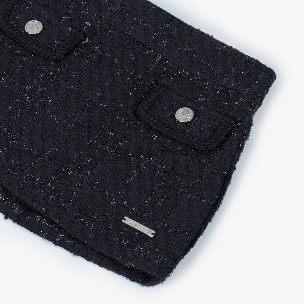 Michael Kors Kids-Girls Navy Tweed Sparkle Skirt | Childrensalon Outlet