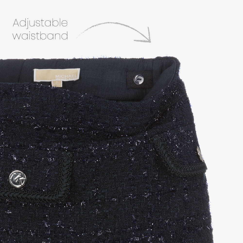 Michael Kors Kids-Girls Navy Tweed Sparkle Skirt | Childrensalon Outlet