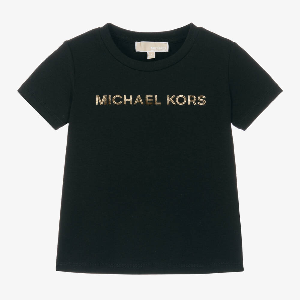 Michael Kors Kids-Girls Organic Black Tee | Childrensalon Outlet