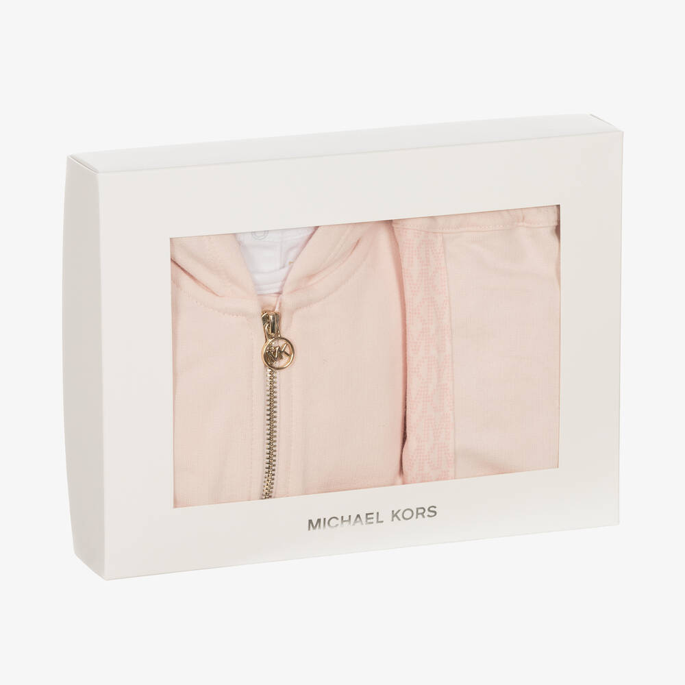 Michael Kors Kids-Girls Pink Cotton Tracksuit Set | Childrensalon Outlet