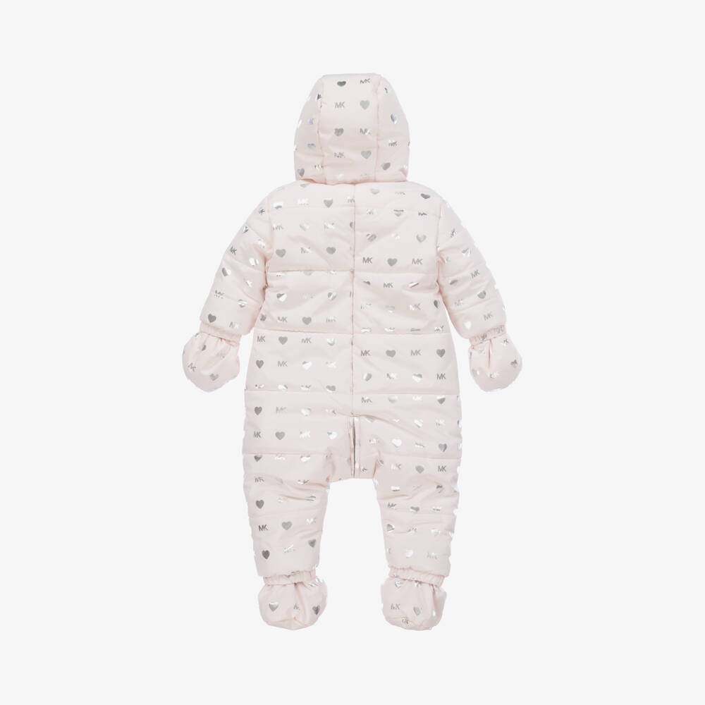 Michael Kors Kids-Girls Pink Logo Snuggle Snowsuit | Childrensalon Outlet