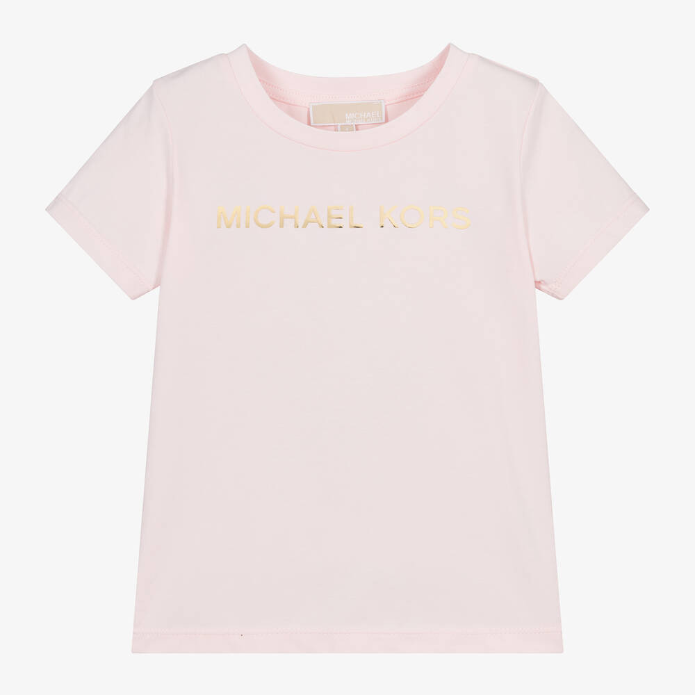 Michael Kors Kids-Girls Pink Organic Cotton T-Shirt | Childrensalon Outlet