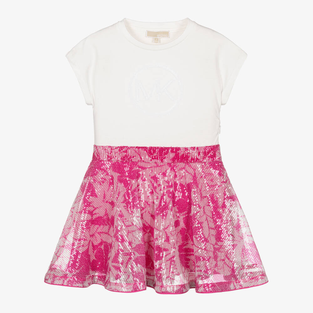 Pink and white skater dress outlet