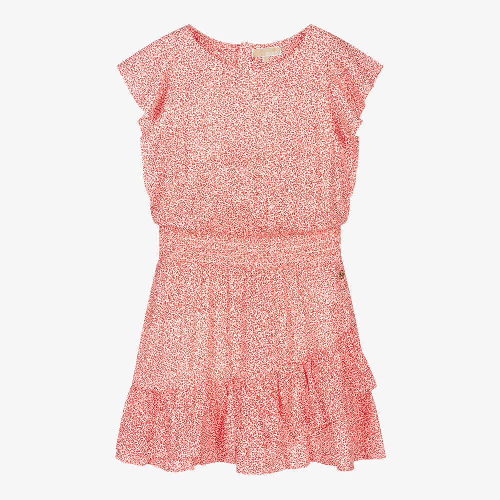 Michael Kors Kids-Girls Red Floral Dress | Childrensalon Outlet