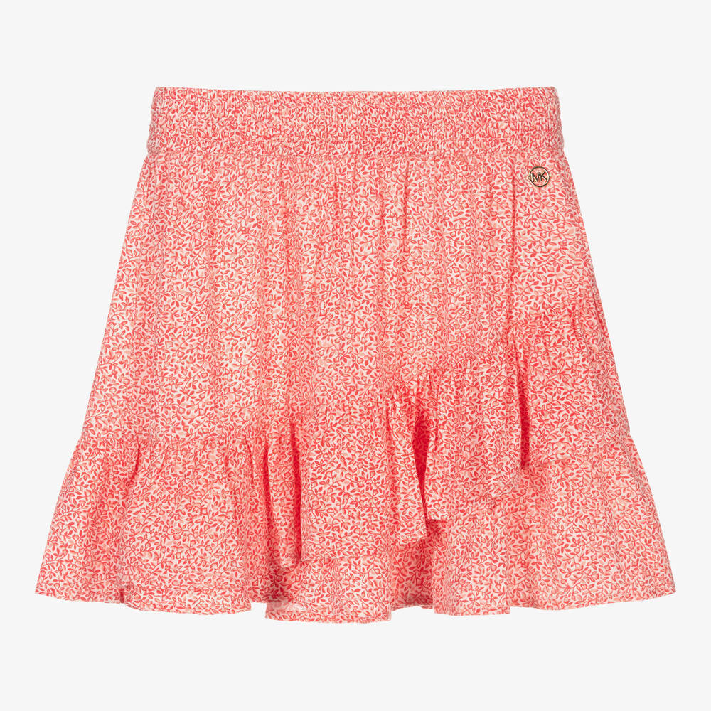 Girls Red Floral Skirt
