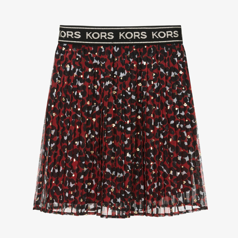 Michael Kors Kids-Girls Red Pleated Chiffon Skirt | Childrensalon Outlet