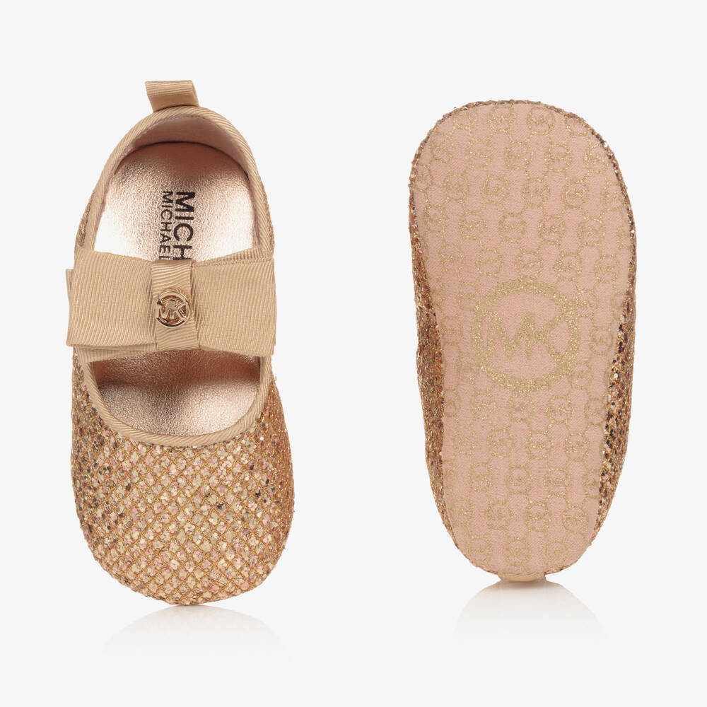 Michael Kors Kids-Girls Rose Gold Sequined Pre-Walkers | Childrensalon Outlet
