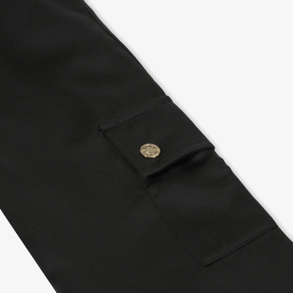 Michael Kors Kids-Girls Satin Black Cargo Pants | Childrensalon Outlet
