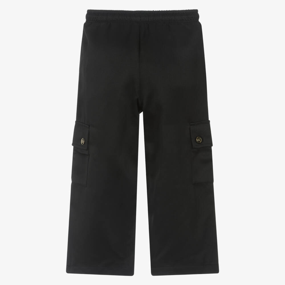 Michael Kors Kids-Girls Satin Black Cargo Pants | Childrensalon Outlet