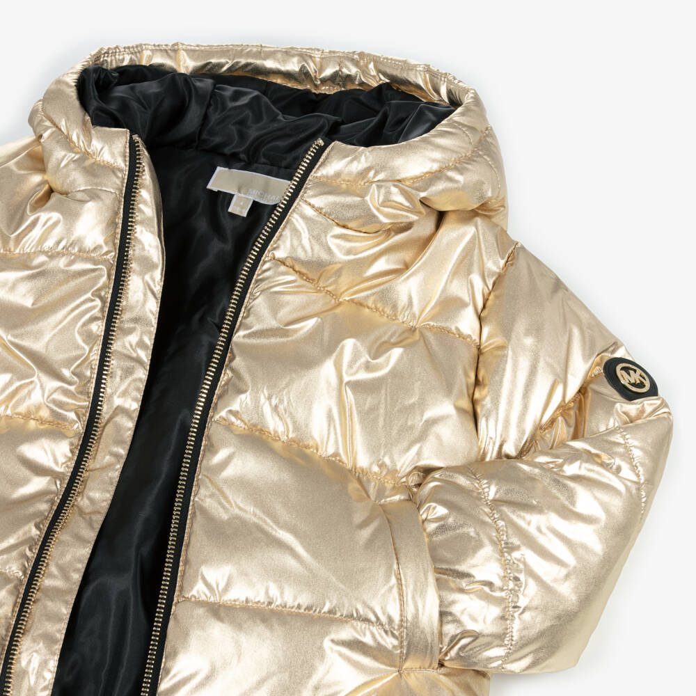 Michael Kors Kids-Girls Shimmering Gold Hooded Coat | Childrensalon Outlet