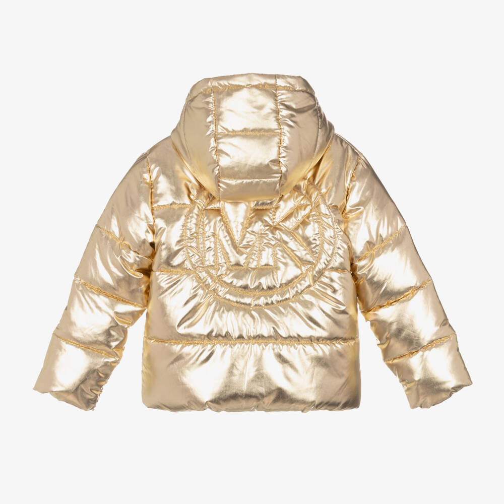 Michael Kors Kids-Girls Shimmering Gold Hooded Coat | Childrensalon Outlet