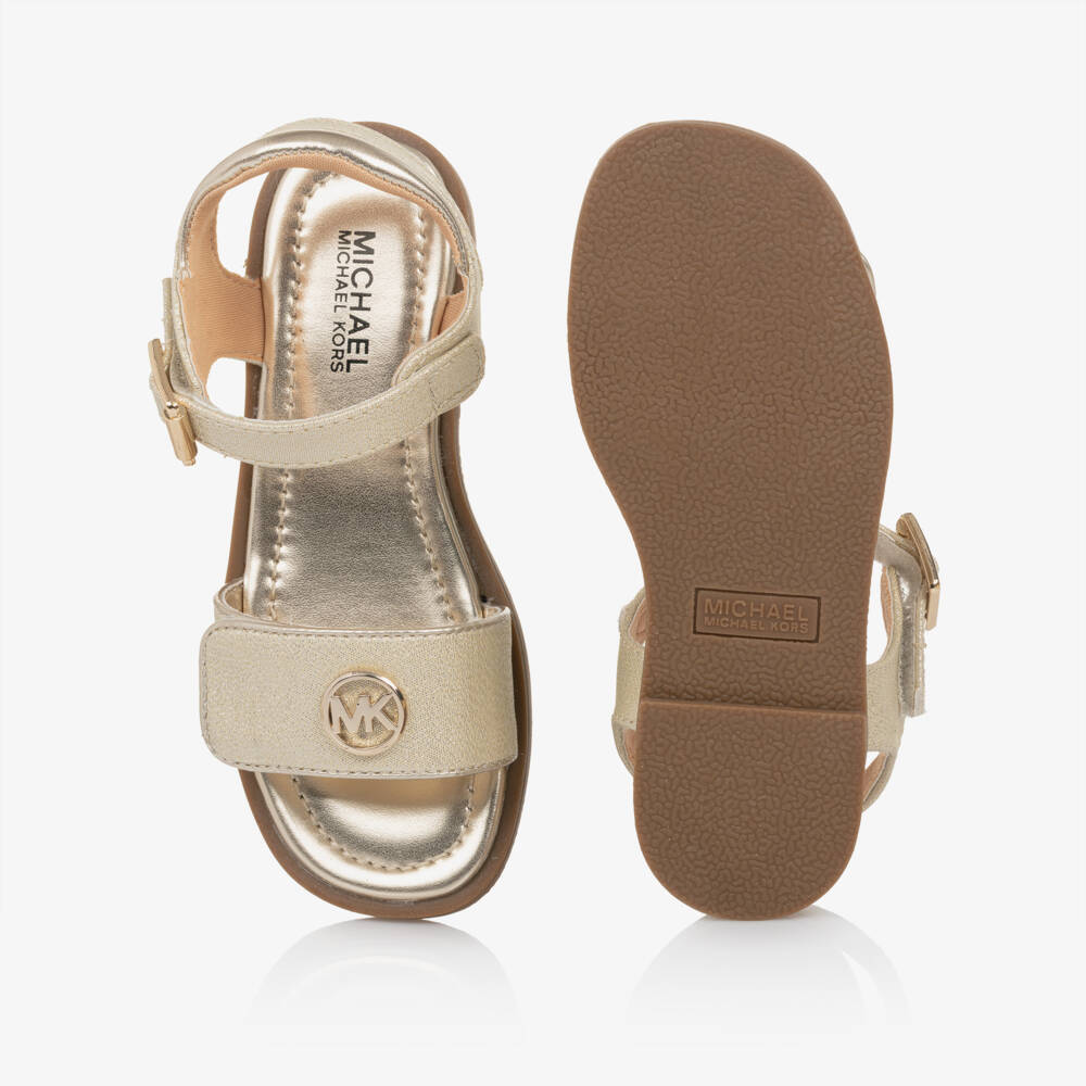 Michael Kors Kids-Girls Shimmering Gold Strap Sandals | Childrensalon Outlet