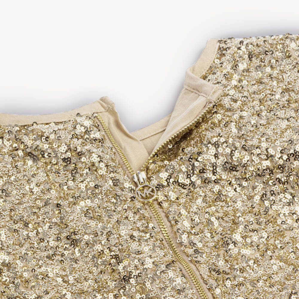Michael Kors Kids-Girls Shimmering Golden Sequin Dress | Childrensalon Outlet