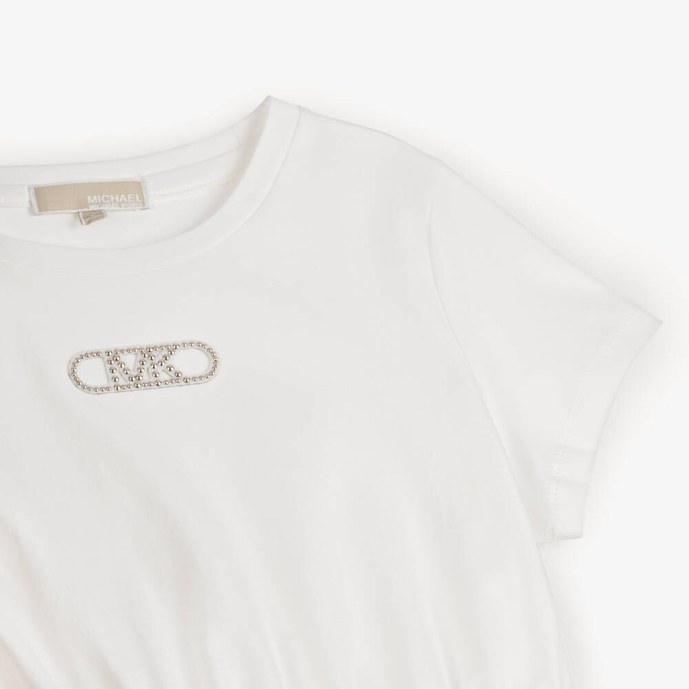 Michael Kors Kids-Girls Shimmering Ivory & Gold Dress | Childrensalon Outlet