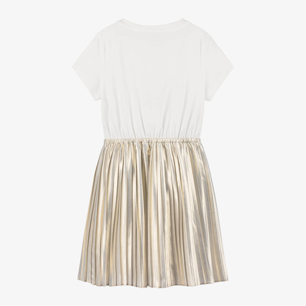 Michael Kors Kids-Girls Shimmering Ivory & Gold Dress | Childrensalon Outlet