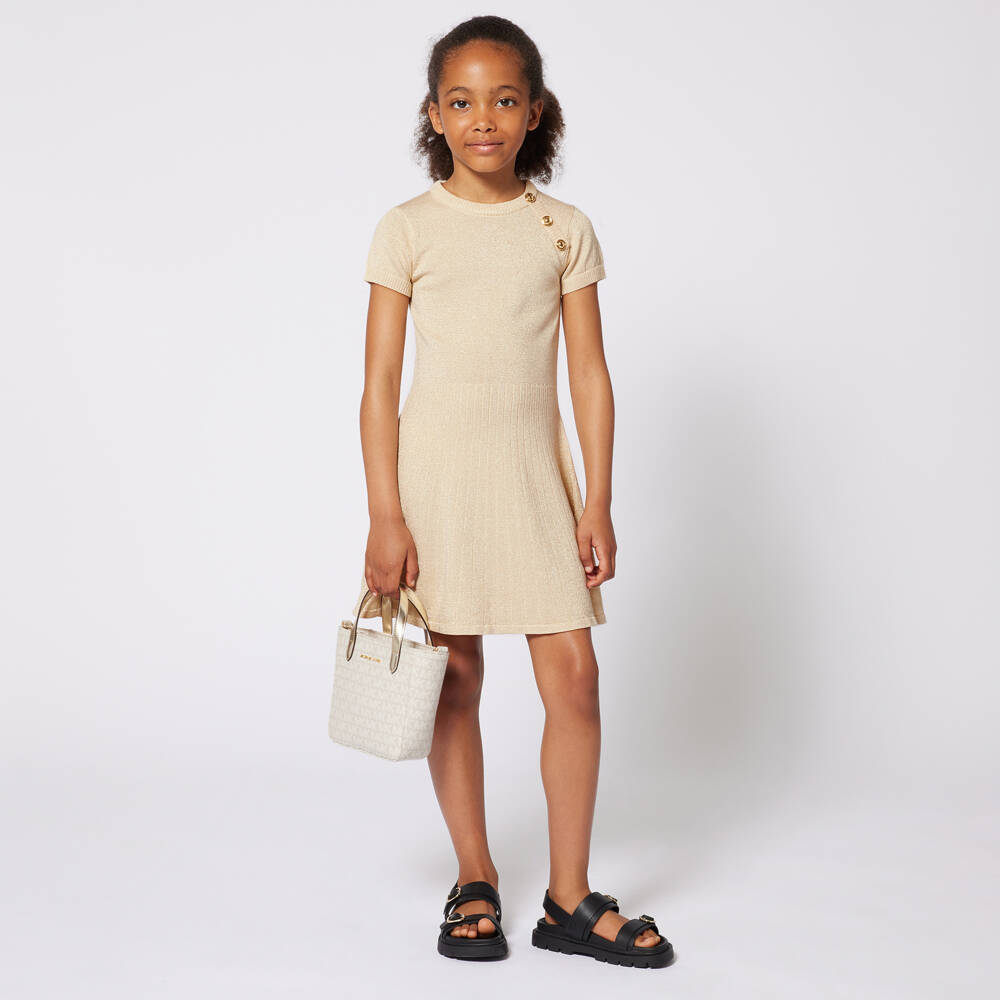 Michael Kors Kids-Girls Shimmering Knit Pleated Gown | Childrensalon Outlet