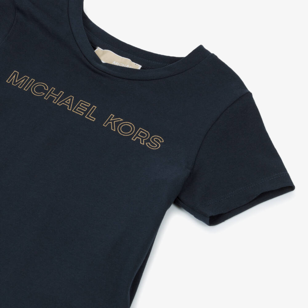 Michael Kors Kids-Girls Sparkling Navy Logo Tee | Childrensalon Outlet