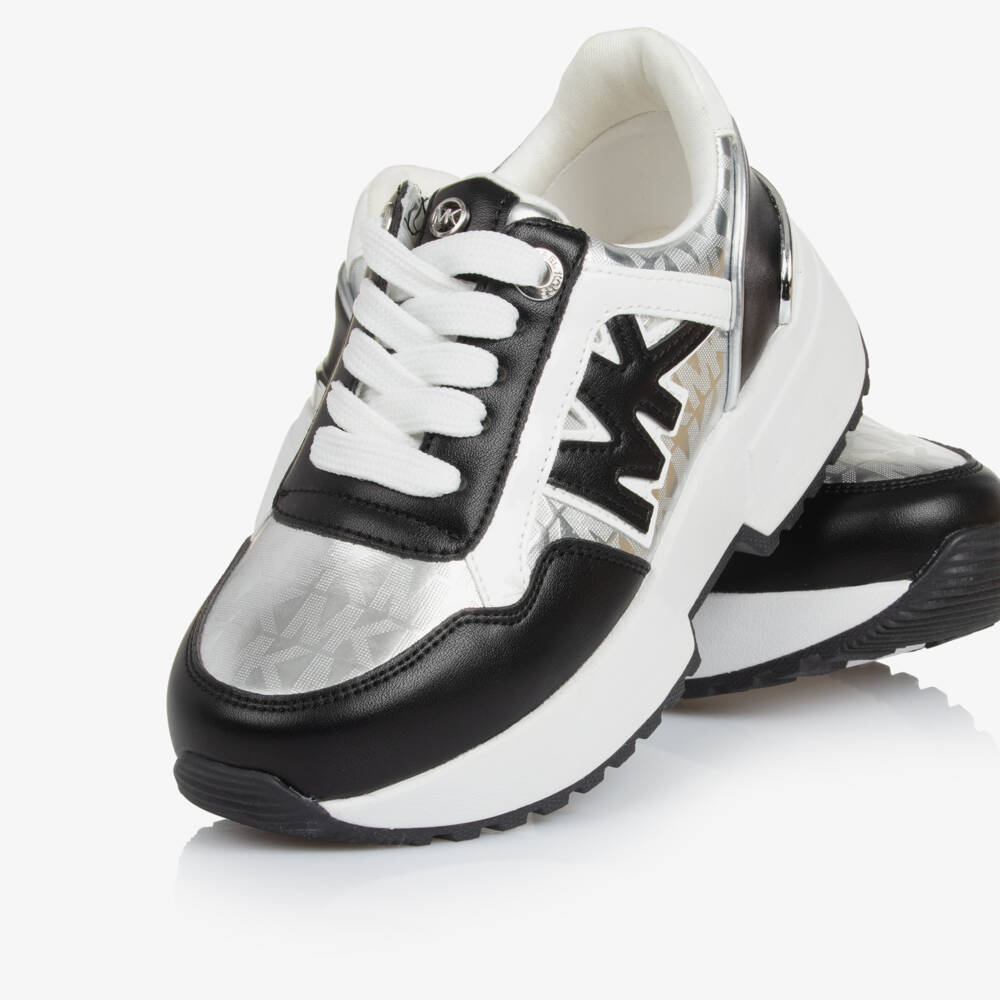 Michael Kors Kids-Girls Stylish Black & Silver Sneakers | Childrensalon Outlet