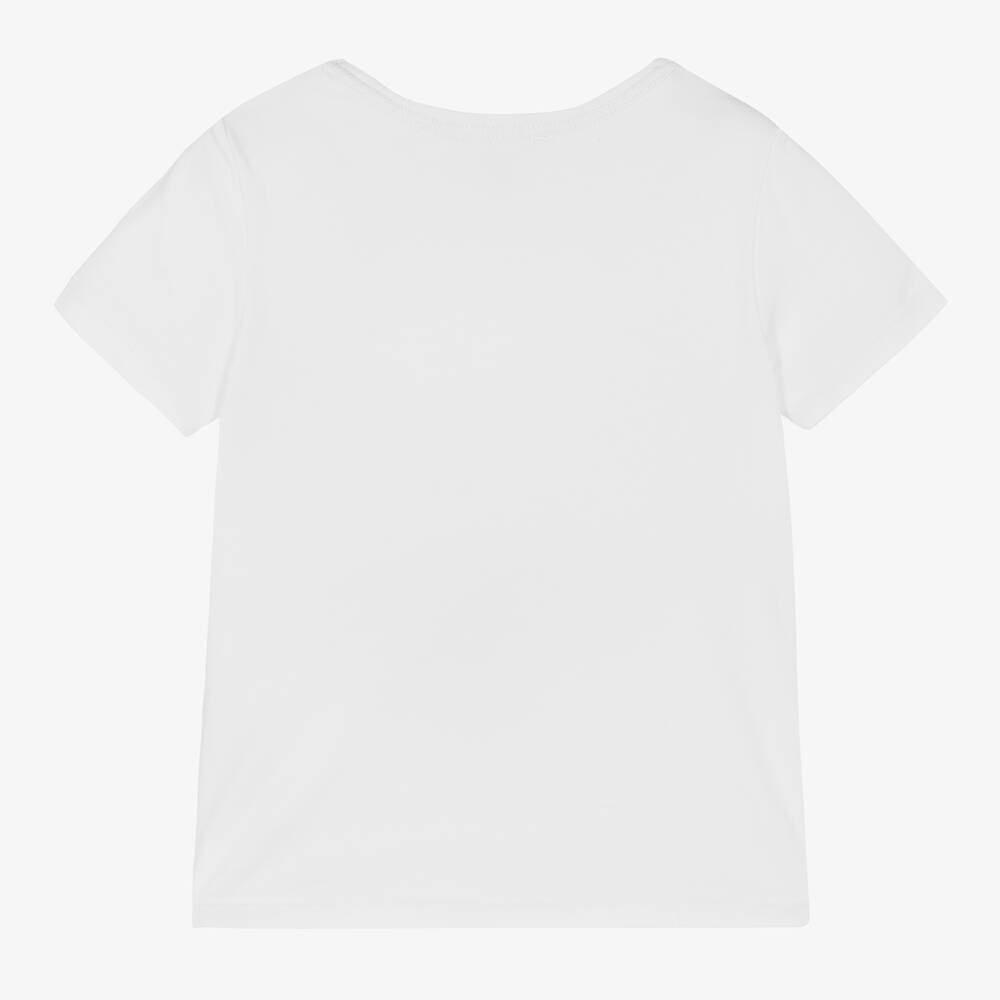 Michael Kors Kids - Girls White Cotton Logo T-Shirt | Childrensalon Outlet