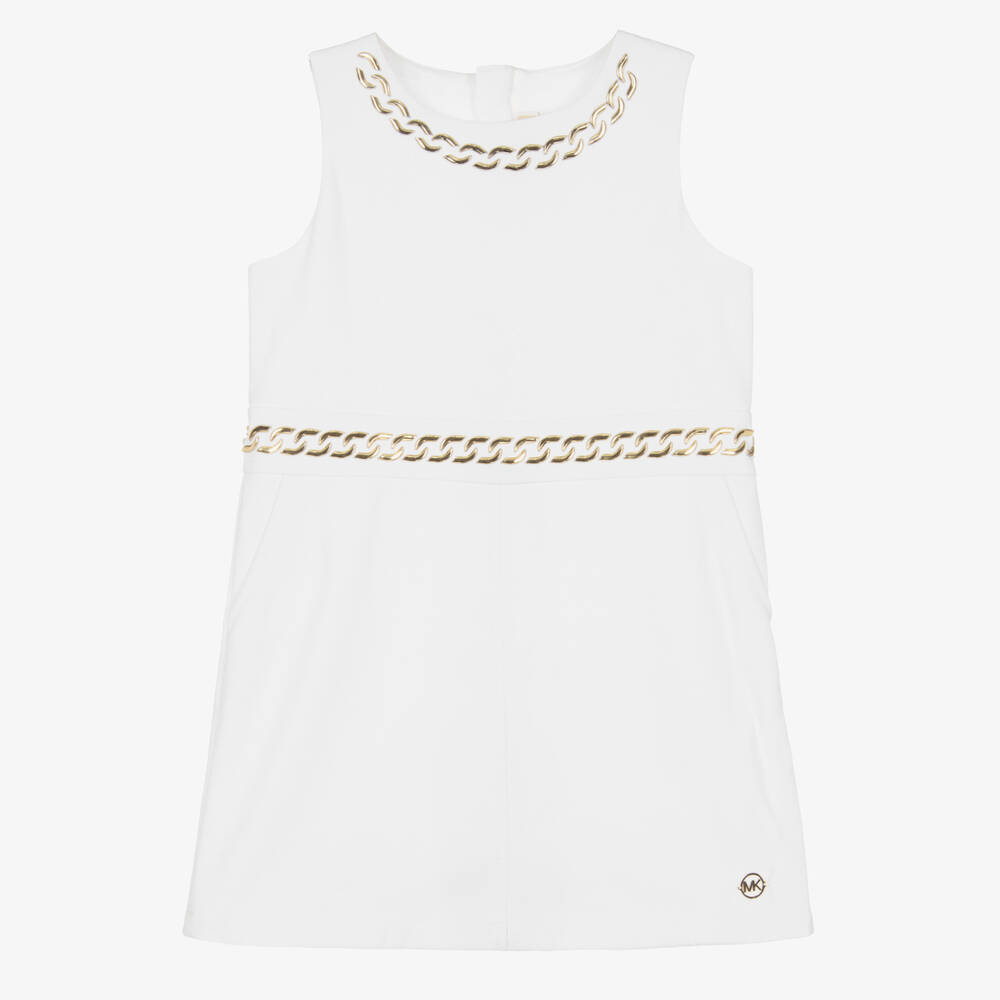 Michael Kors Kids - Girls White Crêpe Shift Dress | Childrensalon