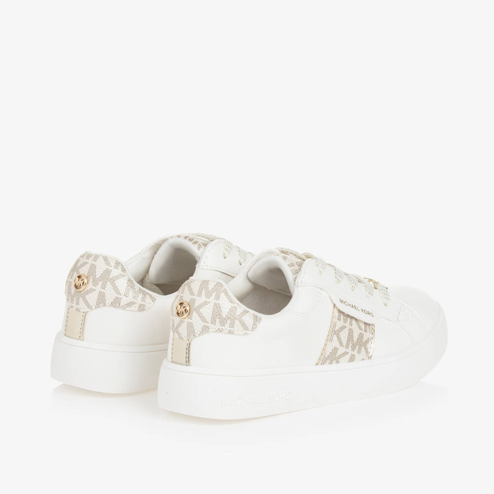 Michael Kors Kids-Girls White Faux Leather Lace-Up Trainers | Childrensalon Outlet