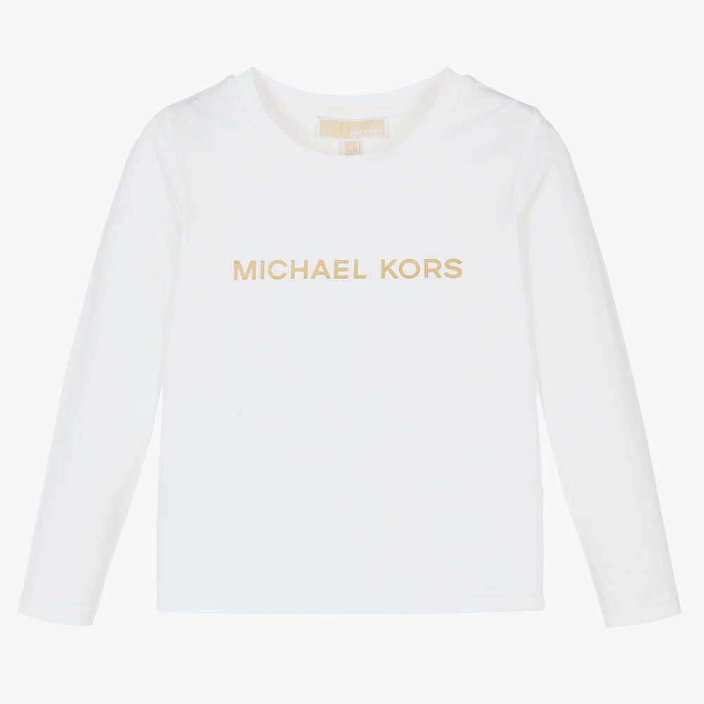 Michael Kors Kids - Бело-золотистый топ из органического хлопка | Childrensalon