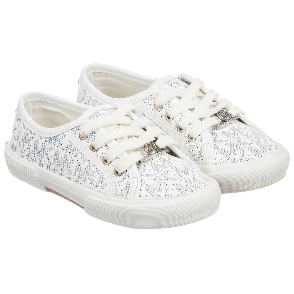 Michael Kors Kids - Girls White Leather Trainers | Childrensalon