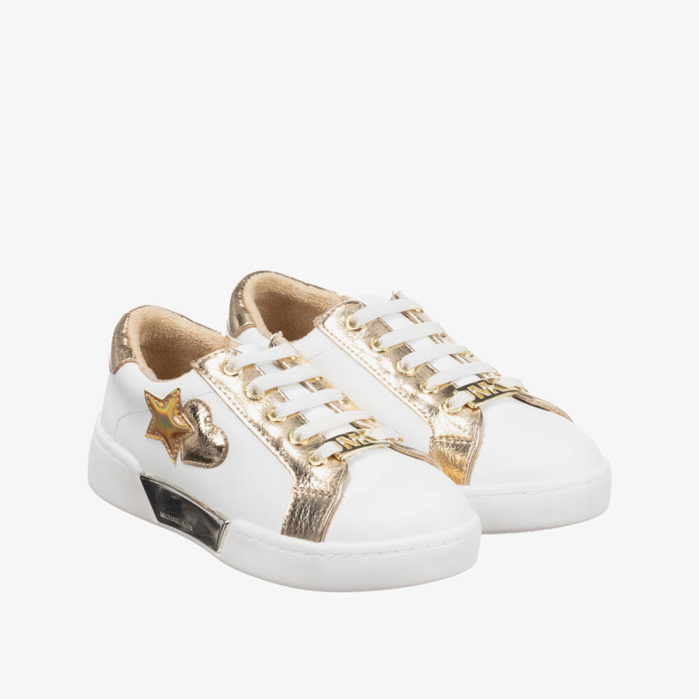 Michael Kors Kids-Girls White Leather Trainers | Childrensalon Outlet