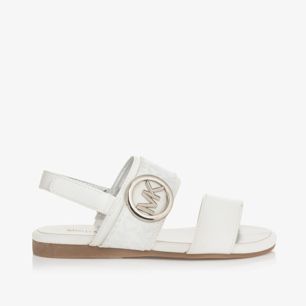 Michael Kors Kids-Girls White MK Velcro Sandals | Childrensalon Outlet