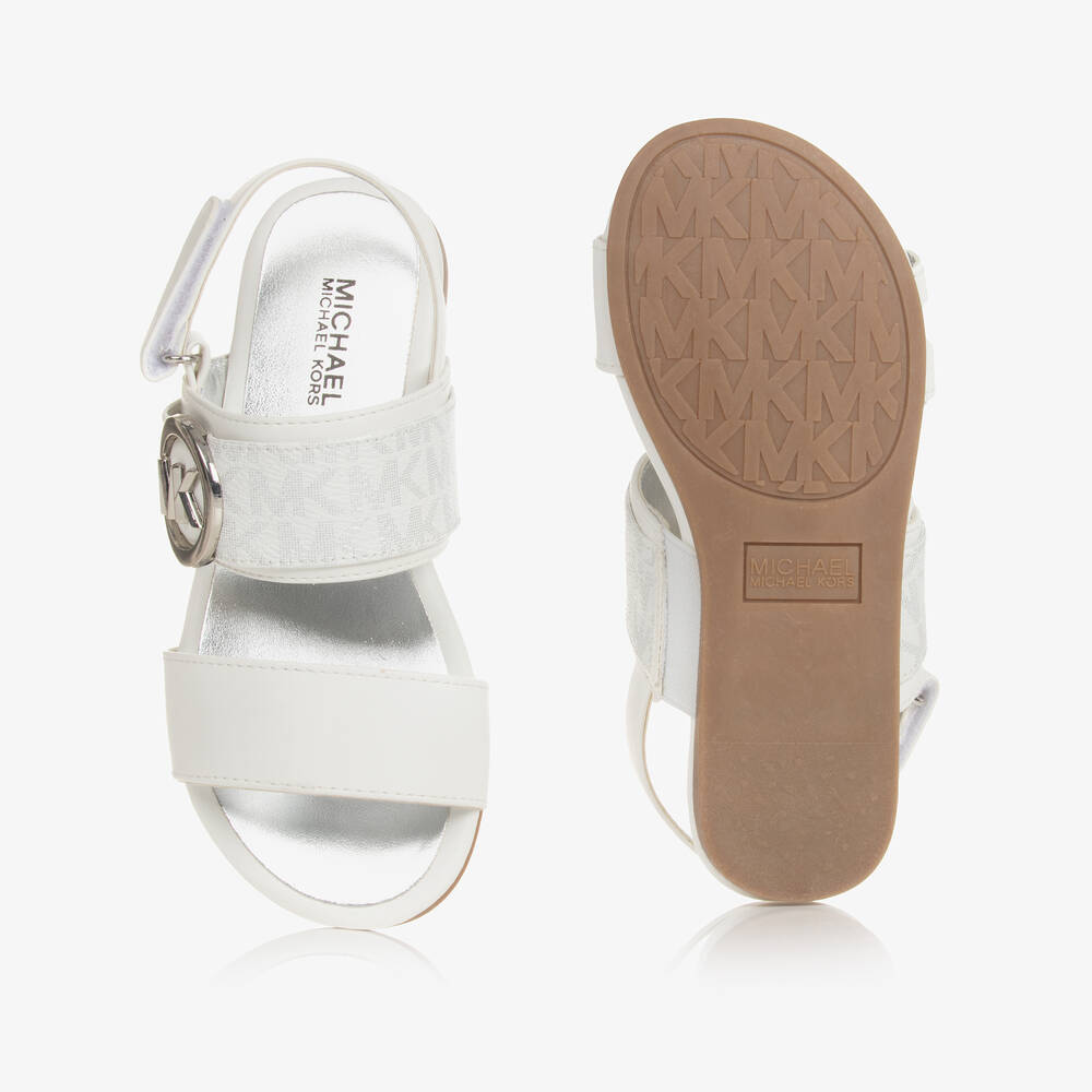 Michael Kors Kids-Girls White MK Velcro Sandals | Childrensalon Outlet