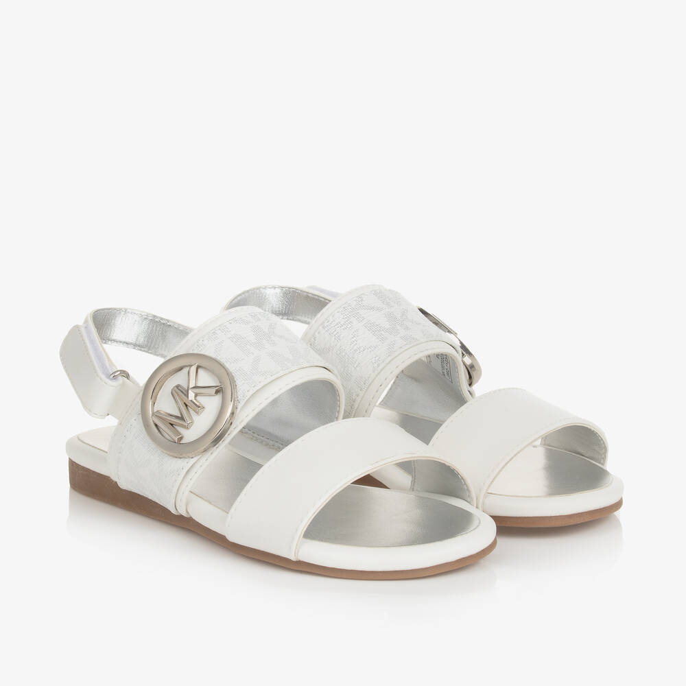 Girls White MK Velcro Sandals