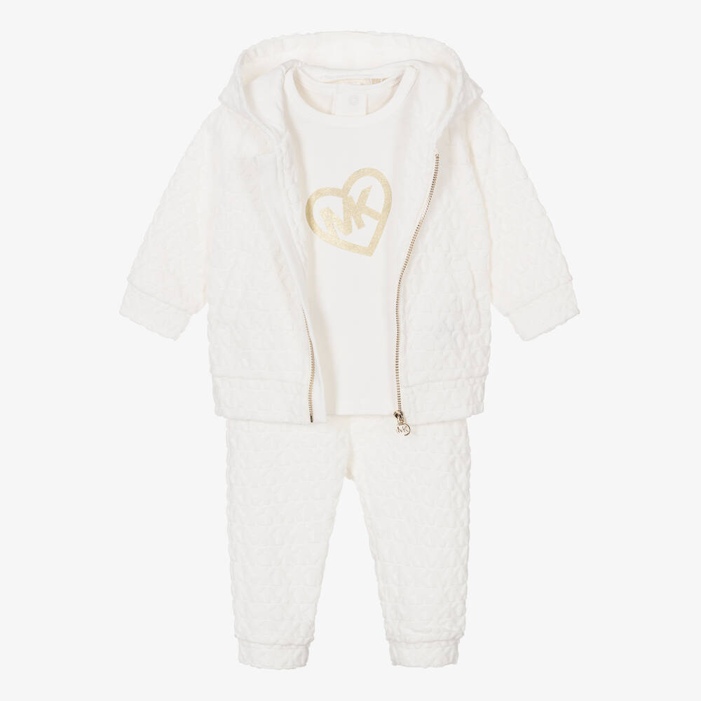 Michael Kors Kids-Girls White Monogram Tracksuit Set | Childrensalon Outlet