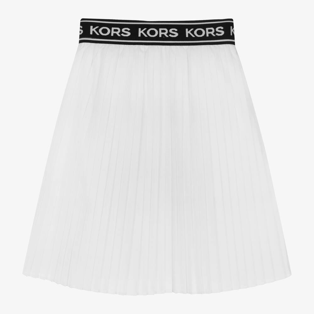 Michael Kors Kids Girls White Pleated Skirt