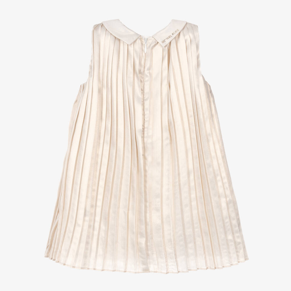 Michael Kors Kids-Gold Sleeveless Dress with Pleats | Childrensalon Outlet
