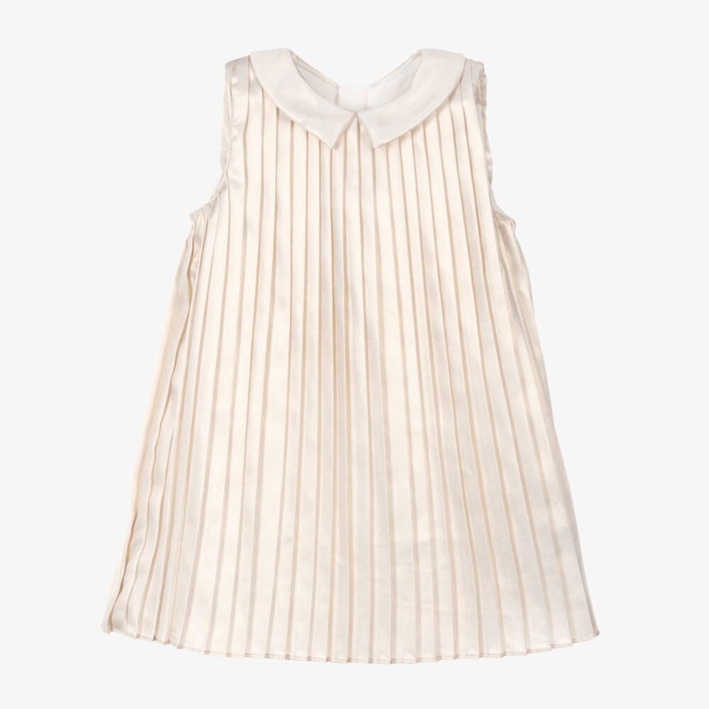 Michael Kors Kids-Gold Sleeveless Dress with Pleats | Childrensalon Outlet