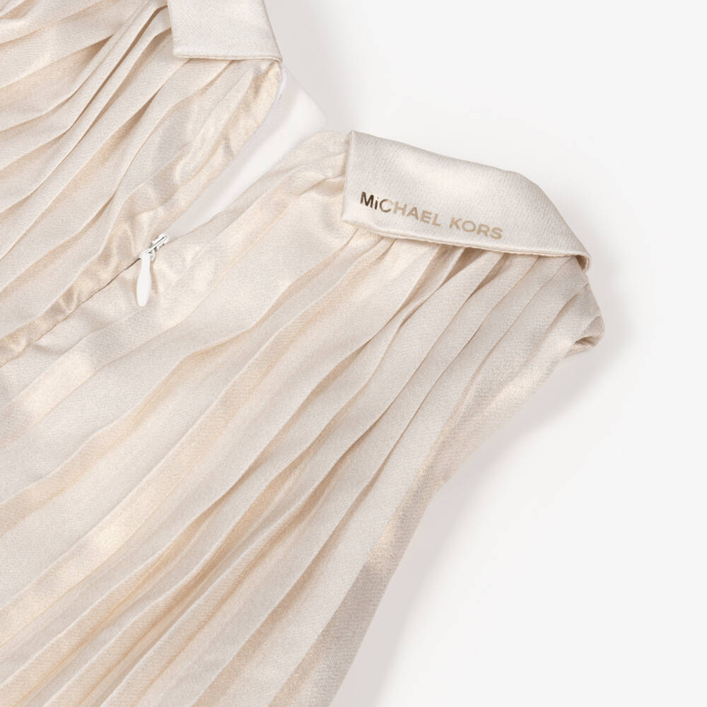 Michael Kors Kids-Gold Sleeveless Dress with Pleats | Childrensalon Outlet