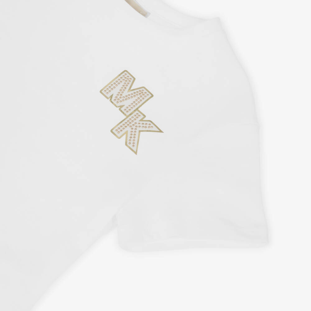 Michael Kors Kids-تيشيرت قطن عاجي بلمسة معدنية براقة | Childrensalon Outlet