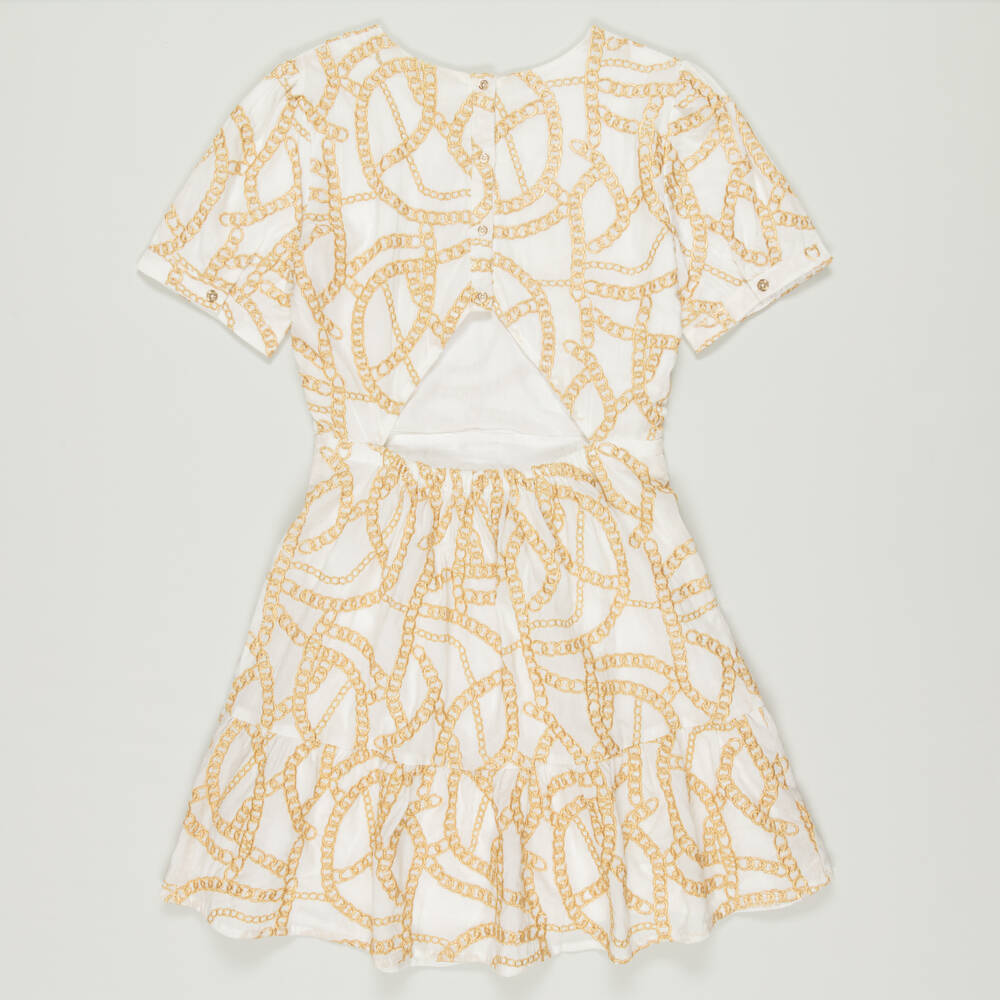 Michael Kors Kids-Preloved Girls White & Gold Chain Dress (14 years) | Childrensalon Outlet
