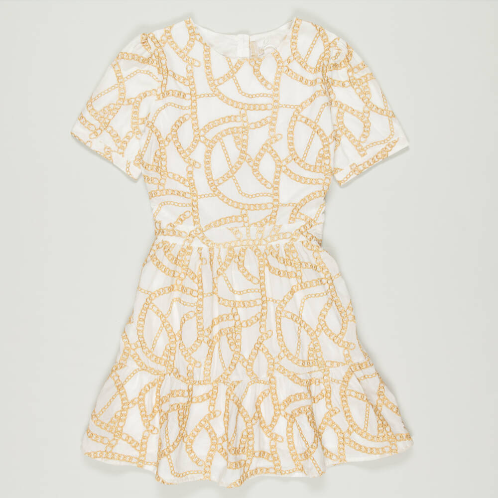 Michael Kors Kids-Preloved Girls White & Gold Chain Dress (14 years) | Childrensalon Outlet