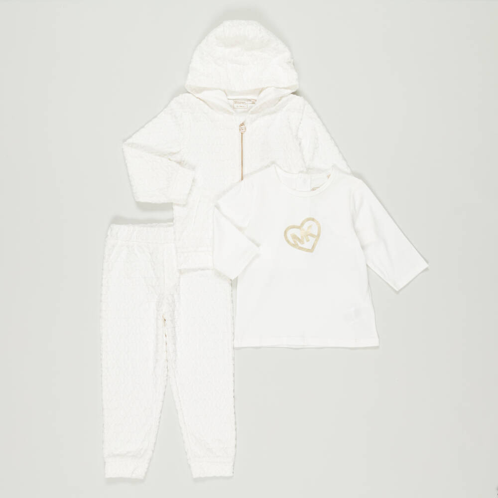 Michael Kors Kids-Preloved Girls White Monogram Tracksuit Set (3 years) | Childrensalon Outlet