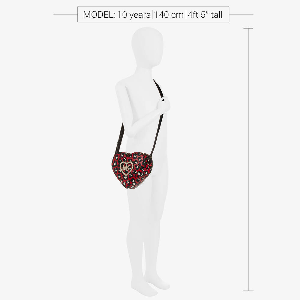 Michael Kors Kids Red Leopard Print Heart Bag 18cm Childrensalon Outlet